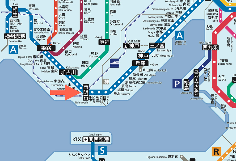 西明石駅より徒歩でのアクセス